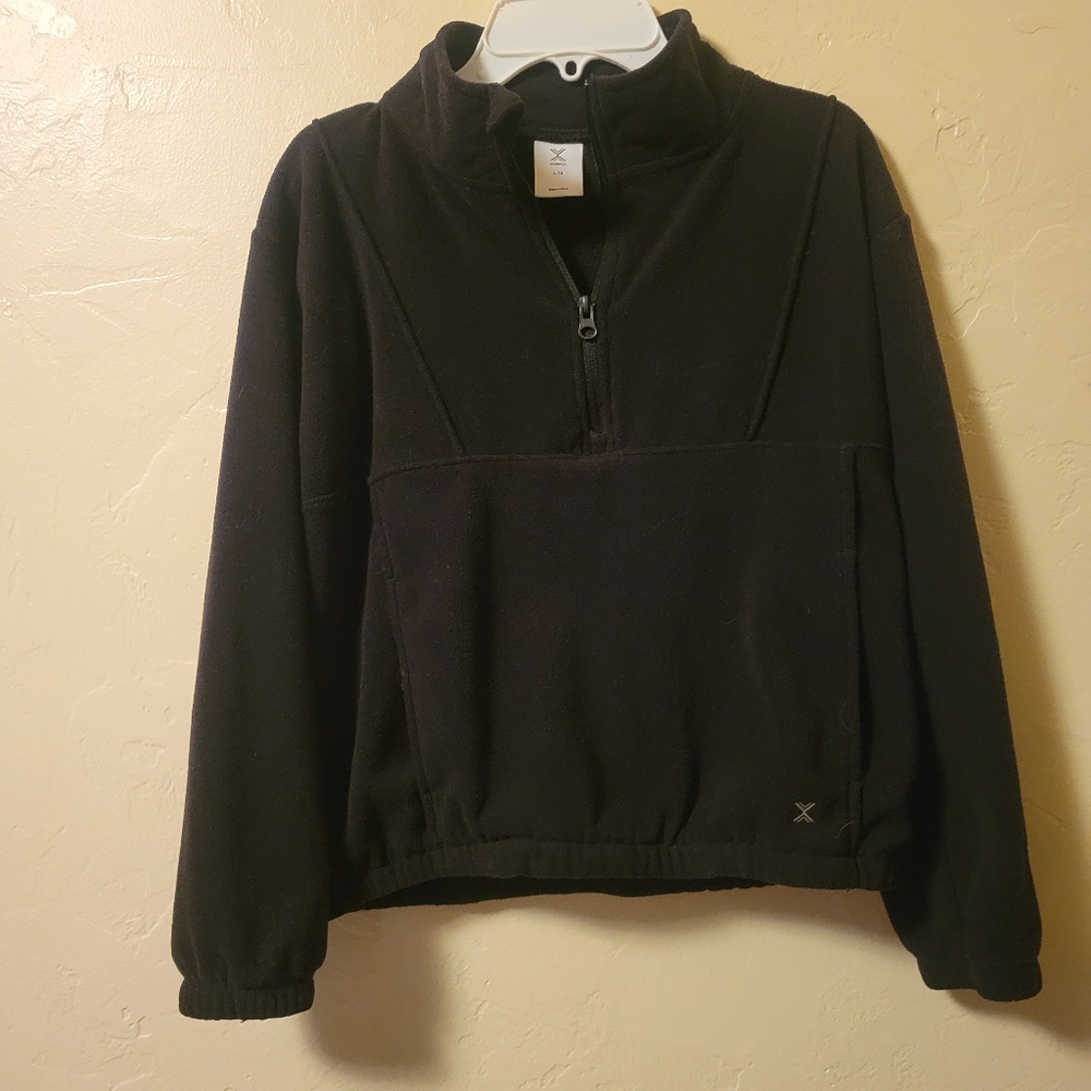 Girls Xersion Fleece Half Zip Long Sleeve Cropped Top